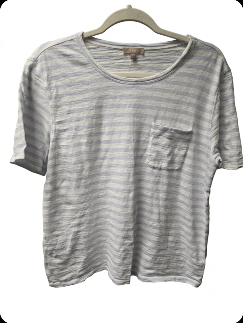 Lilla P Light Blue & White Striped Short-Sleeve Tee Sz. M - Picture 1 of 4